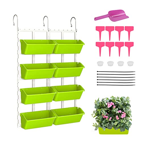 KMQRDZi Vertikaler Garten Pflanzgefäß，Blumenkasten, Mehrschichtiges Geländer hängendes Pflanzregal, Bepflanzung Gemüse und Blumen Sukkulente Gemüse Erdbeere，Balkon Hängetöpfe für Pflanzen (Hellgrün) von KMQRDZi