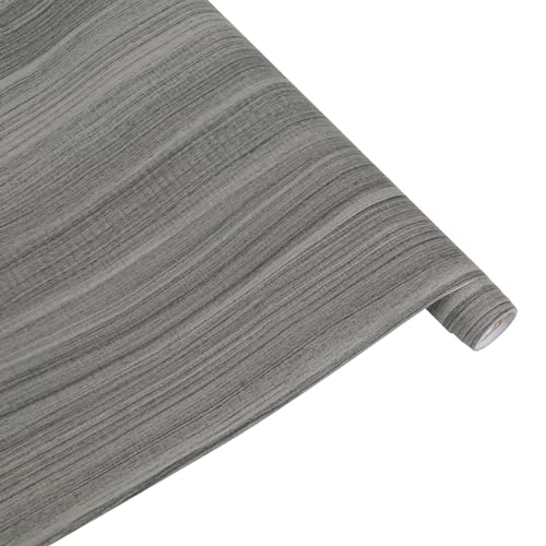 PVC Bodenbelag Selbstklebende 2m², Bodenaufkleber,Wasserfeste Bodenaufkleber,Rutschfeste Bodenaufkleber für Eingangstür,Wohnzimmer,Küche,0.4 * 5m,Mehrere Muster (Holzmaserung, dunkelgrau) von KMQRDZi