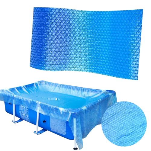 Runde Poolabdeckung,Schutzabdeckung,Schwimmbad-Solarabdeckplanen, Luftpolsterfolie,Schwimmbad-Isolierfolie,Dicker und Langlebiger,Staub- und Laubabweisend, Zuschneidbar (Blau, 300 * 200cm) von KMQRDZi