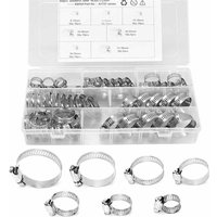 KMS - 60 Stück Edelstahl-Schlauchklemmen, 6–38 mm, Stahl-Schlauchklemmen, verstellbare Schlauchschellen, Sortiment von 7 Größen für Familien, von KMS