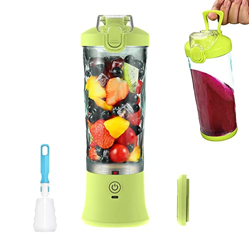 KMVIZI Mixer Smoothie Maker, 600ml Blender Bottle für Smoothies und Shakes, Smoothie Maker To Go mit Wiederaufladbarem USB-C und 6 Klingen, Fresh Juice Mixer Flasche für Reisen, Küche, Büro (Gelb) von KMVIZI