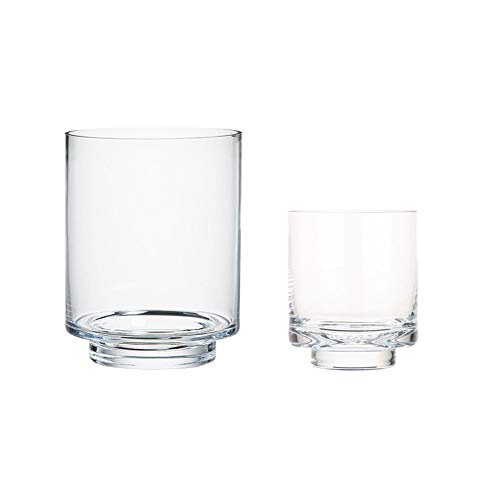 Nordic Transparent Kerzenständer Glas Runden Mund Gerade Vase Französisch Romantische Kerzenständer Dekoration Hochzeit Dekoration Kerze Laterne Kerzenhalter Tasse (Größe : S+L) von KMYX