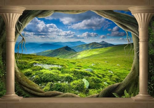 Vlies Fototapete Wandtapete Wandbilder 3D Alpine Grünland Landschaft 1333 (200(B) x 140(H) cm) von KN-COLLECTION