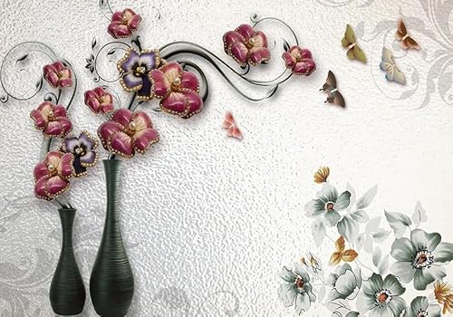 Vlies Fototapete Wandtapete Wandbilder 3D Effekt Blumen Vasen Moderne 1776 (400(B) x 200(H) cm) von KN-COLLECTION