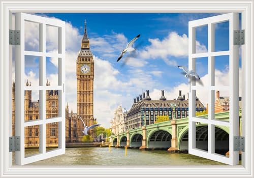 Vlies Fototapete Wandtapete Wandbilder 3D Effekt Fenster Stadt Landschaf 1703 (400(B) x 300(H) cm) von KN-COLLECTION