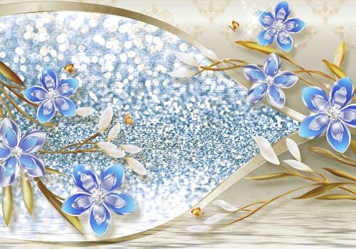 Vlies Fototapete Wandtapete Wandbilder 3D Fantasy Schöner Diamant Floral 1493 (400(B) x 300(H) cm) von KN-COLLECTION