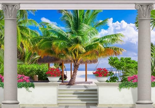 Vlies Fototapete Wandtapete Wandbilder 3D Hintergrund Roman Gartenterrase 1365 (250(B) x 175(H) cm) von KN-COLLECTION