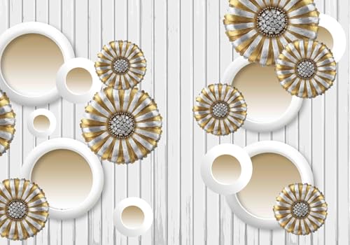 Vlies Fototapete Wandtapete Wandbilder 3D Kreis Runde Blume Schmuck 1430 (250(B) x 175(H) cm) von KN-COLLECTION