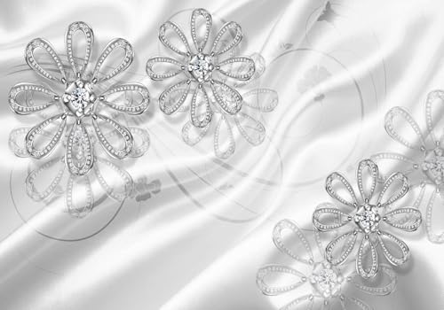 Vlies Fototapete Wandtapete Wandbilder 3D Luxus Schmuck Diamond White Silk 1665 (350(B) x 245(H) cm) von KN-COLLECTION