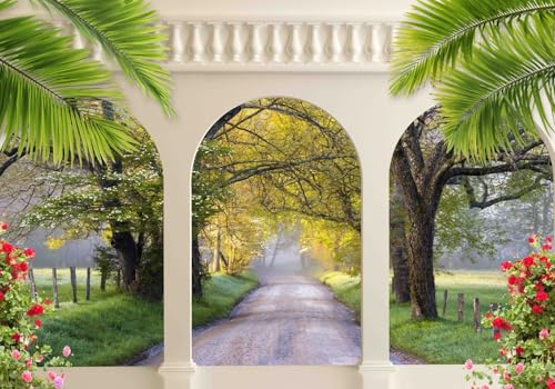Vlies Fototapete Wandtapete Wandbilder 3D Modern Strasse Wald 1369 (500(B) x 300(H) cm) von KN-COLLECTION