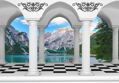Vlies Fototapete Wandtapete Wandbilder 3D Pfeiler Laubengang See 1326 (250(B) x 175(H) cm) von KN-COLLECTION