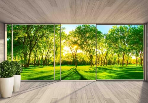 Vlies Fototapete Wandtapete Wandbilder 3D Reichende Fenster Landschaft 1391 (400(B) x 200(H) cm) von KN-COLLECTION