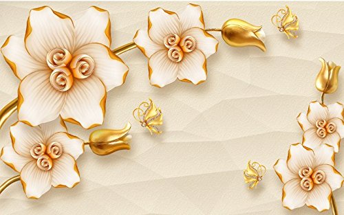 Vlies Fototapete Wandtapete Wandbilder 3D Relief Blume Blühende Pfingstrose 1868 (400(B) x 280(H) cm) von KN-COLLECTION