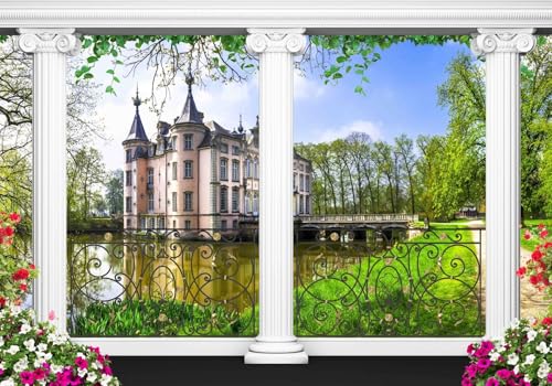 Vlies Fototapete Wandtapete Wandbilder 3D Schlossgarten Landschafts 1331 (400(B) x 200(H) cm) von KN-COLLECTION