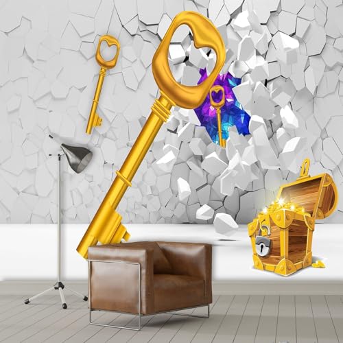 Vlies Fototapete Wandtapete Wandbilder 3D Streeobox Mit Goldener Schlüssel 1620 (350(B) x 245(H) cm) von KN-COLLECTION