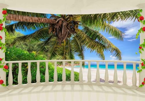 Vlies Fototapete Wandtapete Wandbilder 3d Continental Balkon Meerblick 1374 (150(B) x 105(H) cm) von KN-COLLECTION