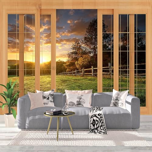 Vlies Fototapete Wandtapete Wandbilder 3d Fenster Prätie Sonnenaufgang 1527 (150(B) x 105(H) cm) von KN-COLLECTION