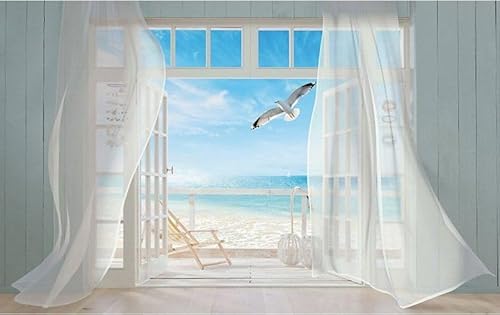 Vlies Fototapete Wandtapete Wandbilder 3d Fenster Seaview Tapete 1862 (200(B) x 140(H) cm) von KN-COLLECTION