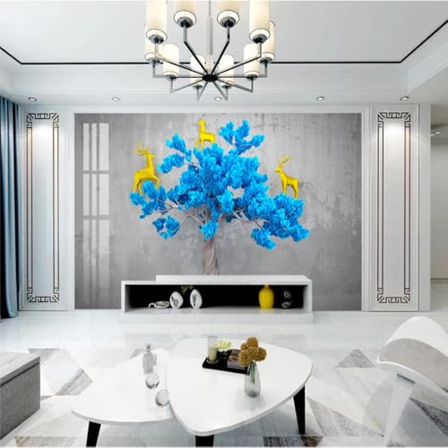 Vlies Fototapete Wandtapete Wandbilder Blaue Kiefernbaum Elch Segen 1877 (300(B) x 210(H) cm) von KN-COLLECTION