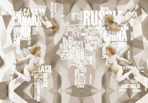 Vlies Fototapete Wandtapete Wandbilder Cherub Geometrie 3D Karte Engel 1643 (500(B) x 300(H) cm) von KN-COLLECTION