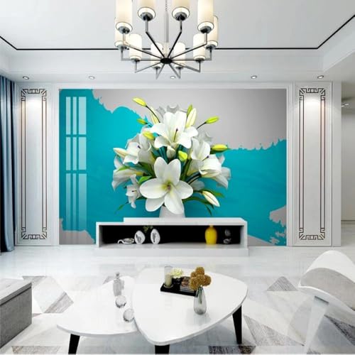 Vlies Fototapete Wandtapete Wandbilder Grüne Lila Blütenblätter 1863 (400(B) x 300(H) cm) von KN-COLLECTION