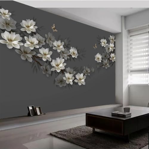 Vlies Fototapete Wandtapete Wandbilder Handgemalte Blumen und Vögel 1894 (400(B) x 300(H) cm) von KN-COLLECTION