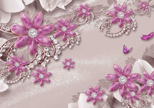 Vlies Fototapete Wandtapete Wandbilder Helle Luxus Dreidimensionnale Blumen 1473 (250(B) x 175(H) cm) von KN-COLLECTION