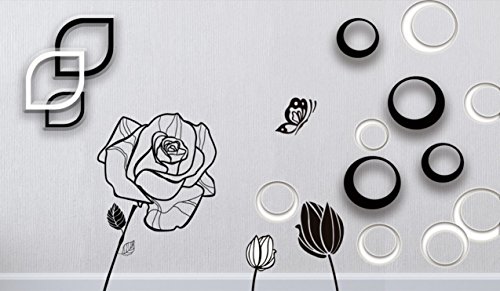 Vlies Fototapete Wandtapete Wandbilder Rosen und Schmetterlingsmotiv 1890 (200(B) x 140(H) cm) von KN-COLLECTION