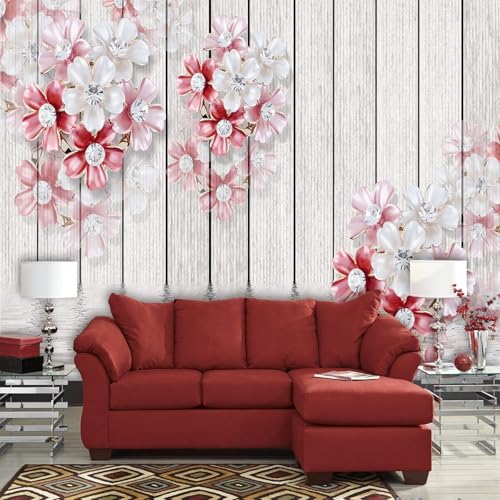 Vlies Fototapete Wandtapete Wandbilder Tapeten 3D Schmuck Blume Holz 1613 (400(B) x 280(H) cm) von KN-COLLECTION