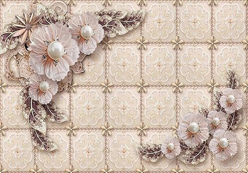 Vlies Fototapete Wandtapete Wandbilder Wandbild Modern Perlen Blumen Tapete 1760 (250(B) x 175(H) cm) von KN-COLLECTION