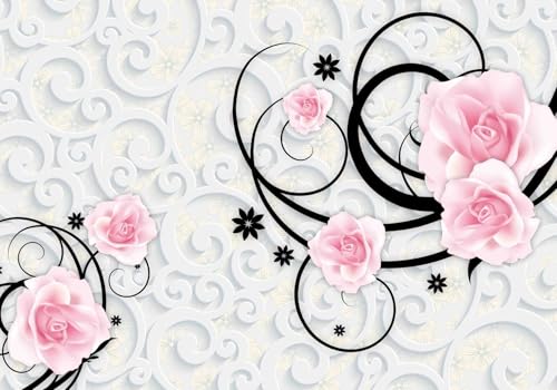 Vlies Fototapete Wandtapete Wandbilder Wandtapeten 3D Rosen Stilvolle Einfa 1507 (400(B) x 200(H) cm) von KN-COLLECTION