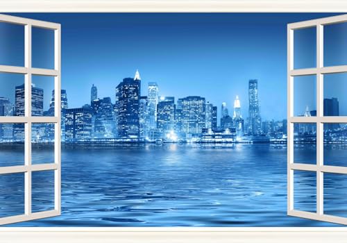 Vlies Fototapete Wandtapete Wandbilder Wandtapeten Fenster Schöne Nachtansi 1506 (400(B) x 280(H) cm) von KN-COLLECTION