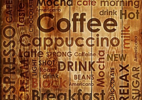 Vlies Fototapete Wandtapete Wandbilder Wandtapeten Holz Buchstaben Caffe 1384 (400(B) x 200(H) cm) von KN-COLLECTION