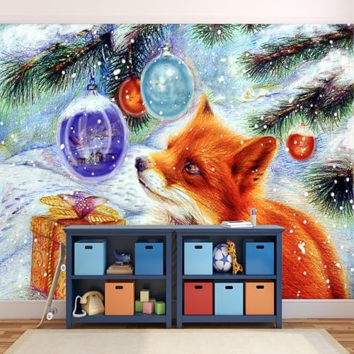 Vlies Fototapete Wandtapete Wandbilder Wandtapeten Netter Fuchs Hand Bemalt 1546 (250(B) x 175(H) cm) von KN-COLLECTION