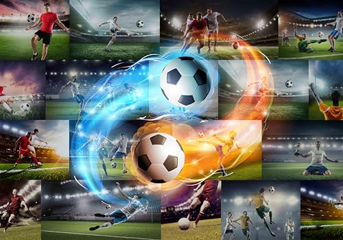 Vlies Fototapete Wandtapeten Wandbilder 3d Flammen Fußballstar 1317 (500(B) x 300(H) cm) von KN-COLLECTION
