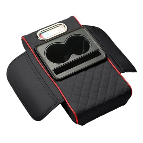 KNAUDMDM Armlehnen Polster Auto, für Ford Ranger Wildtrak 2016-2023 2024 2025 PU Leder Armlehnen Polster, Armlehnen Polster Auto Mittelkonsole mit Aufbewahrungstaschen,D von KNAUDMDM