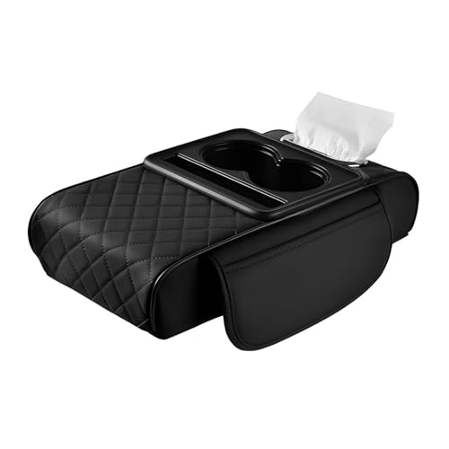 KNAUDMDM Armlehnen Polster Auto, für Hyundai i10 LA BA PA 2018 2019 2020 2021 2022 2023 2024 2025 PU Leder Armlehnen Polster, Armlehnen Polster Auto Mittelkonsole mit Aufbewahrungstaschen,F von KNAUDMDM