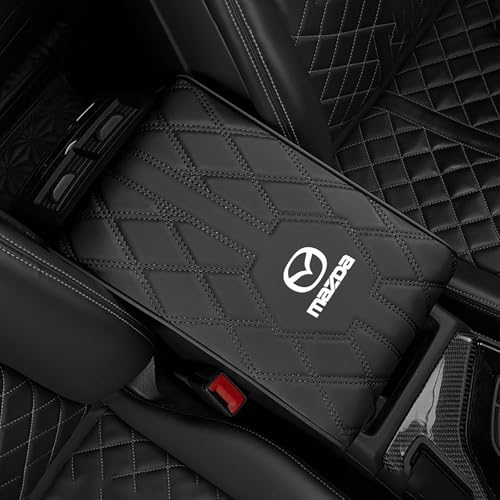 KNAUDMDM Armlehnen Polster Auto, für Mazda CX-5 CX-30 Mazda 3 6 MX-30 CX-60 2018-2024 2025 PU Leder Armlehnen Polster, Armlehnen Polster Auto Mittelkonsole mit Aufbewahrungstaschen,C von KNAUDMDM