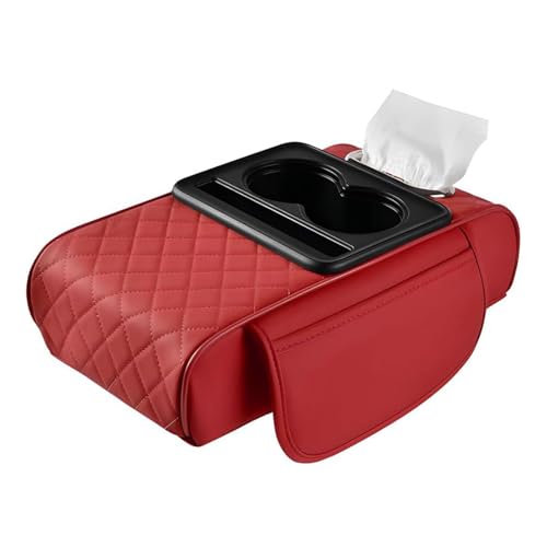 KNAUDMDM Armlehnen Polster Auto, für Opel Vauxhall Mokka B/Mokka-e 2021 2022 2023 2024 2025 PU Leder Armlehnen Polster, Armlehnen Polster Auto Mittelkonsole mit Aufbewahrungstaschen,A von KNAUDMDM