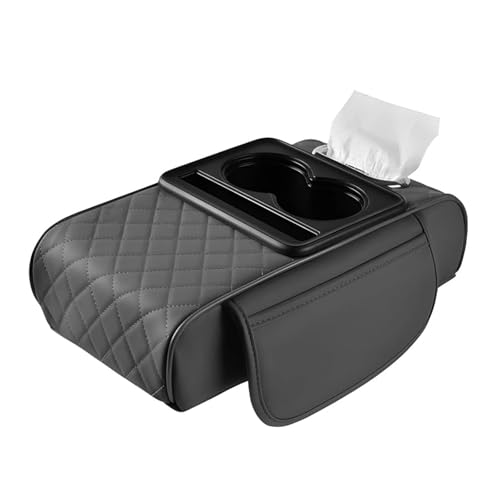 KNAUDMDM Armlehnen Polster Auto, für Renault Megane CC Convertible 2010-2025 PU Leder Armlehnen Polster, Armlehnen Polster Auto Mittelkonsole mit Aufbewahrungstaschen,B von KNAUDMDM