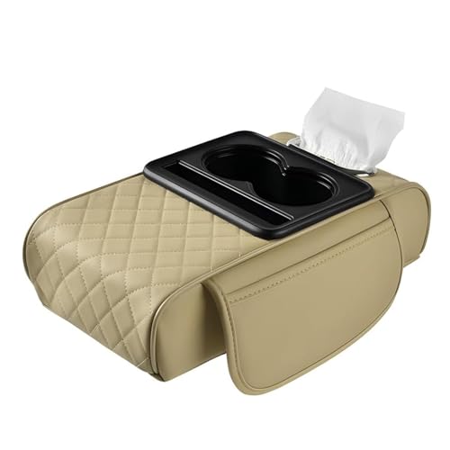 KNAUDMDM Armlehnen Polster Auto, für Renault Megane CC Convertible 2010-2025 PU Leder Armlehnen Polster, Armlehnen Polster Auto Mittelkonsole mit Aufbewahrungstaschen,C von KNAUDMDM