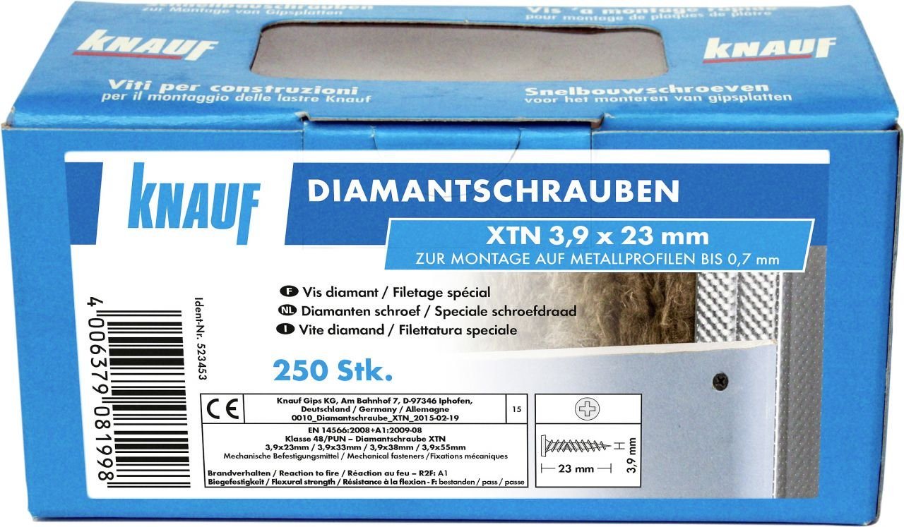 KNAUF Trockenbauschrauber Knauf Diamantschr. XTN 3,9 x 23 mm 250 Stück von KNAUF