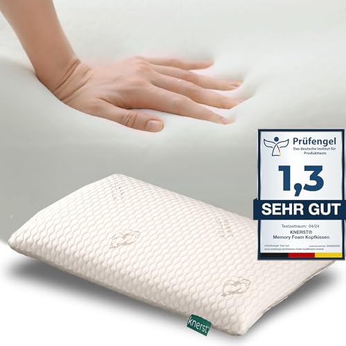 KNERST® Bauchschläferkissen - Ergonomisches Kopfkissen für ultimativen Komfort - Nackenstützkissen - Memory Foam Kissen - Schlafkissen - flaches Kissen für Bauchschläfer [Höhe 6cm] von KNERST