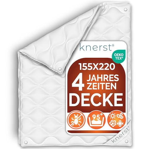 KNERST® Bettdecke 155x220 cm – 4-Jahreszeiten Decke für Jede Saison – kombinierbare Ganzjahresdecke mit Sommer- & Winter – Steppdecke waschbar & allergikergeeignet von KNERST