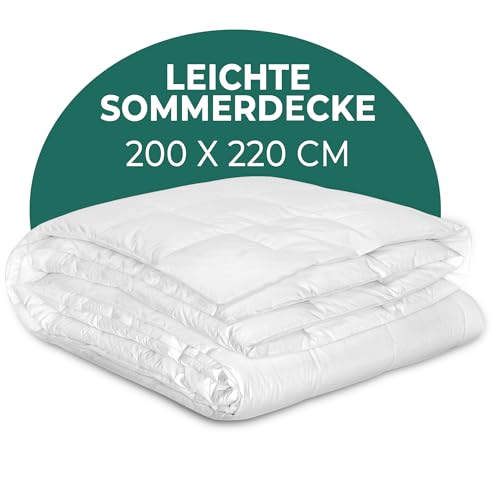 KNERST® Bettdecke 200x220 cm - leichte Sommerdecke - große Bettdecke für 2 Personen für Komfortables Schlafen - dünne Decke ideal für den Sommer - kühle, waschbare Sommer Bettdecke 220x200 von KNERST