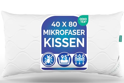 KNERST® Kissen 40 x 80 2er Set – Komfortables Schlafkissen, Sofakissen oder Zierkissen – Zwei Kopfkissen 80x40 cm für Allergiker geeignet – Waschbar bei 95°C für maximale Hygiene - Dekokissen von KNERST