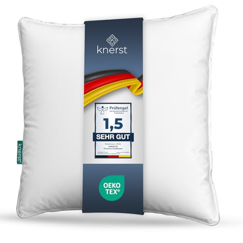 KNERST® Kopfkissen 80x80 - Made in Germany - Öko-Tex Kissen 80x80 gegen Nackenschmerzen & Verspannungen - Kopfkissen Bettkissen für gesunden & erholsamen Schlaf - Pillow Schlafkissen von KNERST