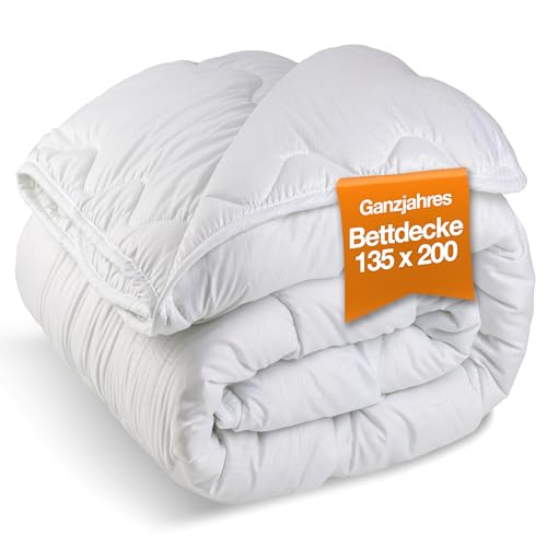 KNERST Bettdecke Ganzjahresdecke 135x200 cm - Bettdecke allergikerfreundlich - Decke waschbar bis 60°C - atmungsaktive, temperaturausgleichende Schlafdecke - Farbe: weiß von KNERST
