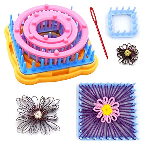 Knewmart Flower Loom Kit, Loomgerät 8pcs Flower Maker Wolle Stricken Ball Maker Webwerkzeuge Stricken Craft Weaver Webstuhl - mit Nadel (Strickrahmen) von Knewmart