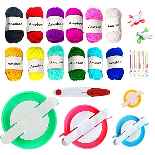 KNEWMART Pompom Maker,5 Größen Bommel Maker Groß Set Fluff Kugel Weber DIY Handwerk Pompom Making Kit für Anfänger (39) von KNEWMART